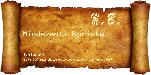 Mindszenti Boriska névjegykártya
